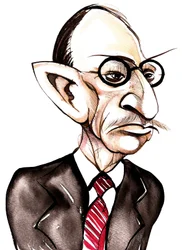 Russisch-amerikanischer Komponist und Dirigent Igor Strawinsky (1882-1971); Karikatur